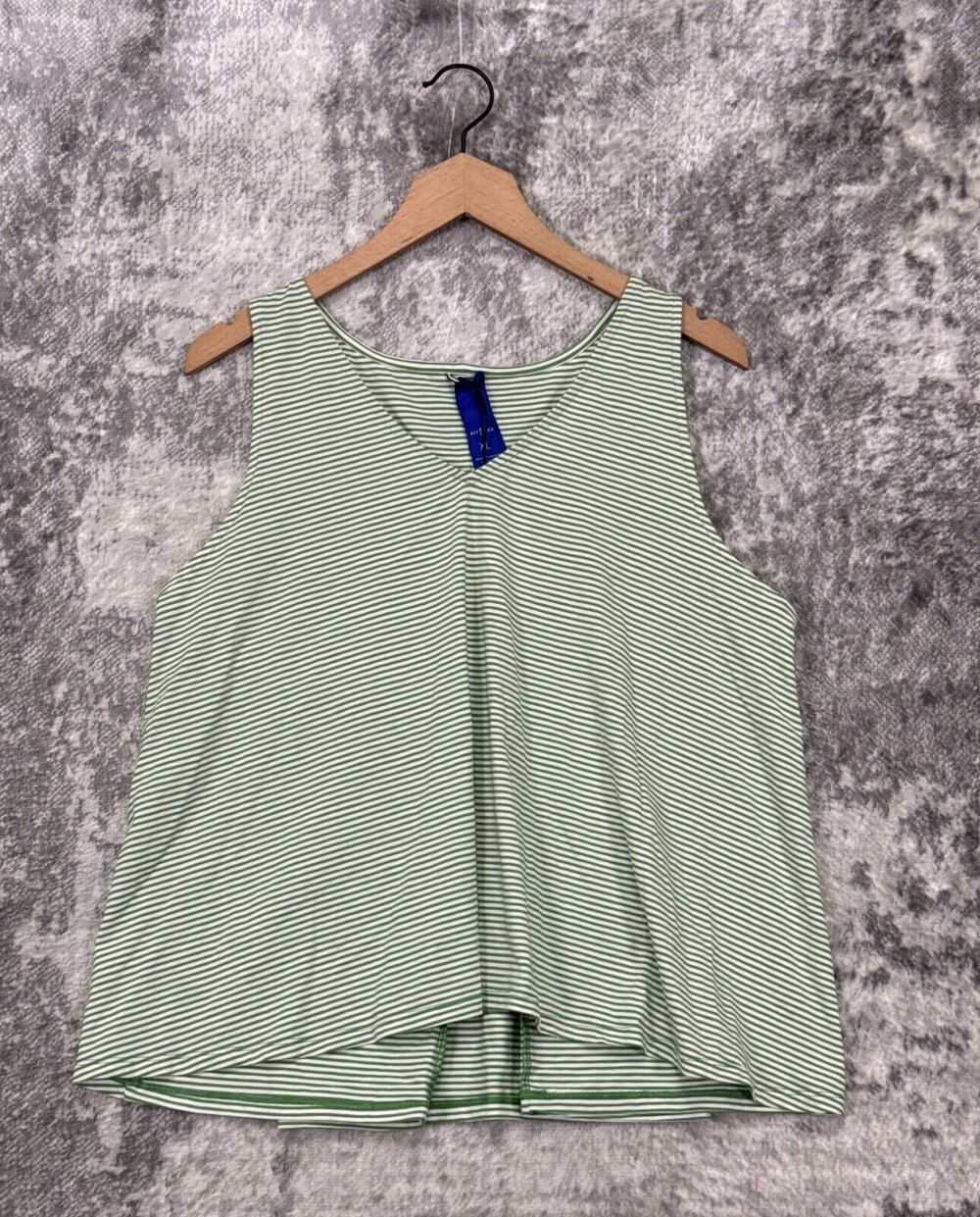 New Kit & Ace Top XL Womens Green Striped Pima Cotton Tank